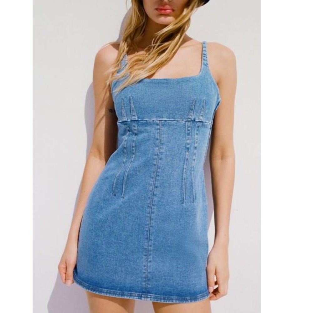 Urban Outfitters BDG Slip Mini Denim Dress Blue Small or XS
